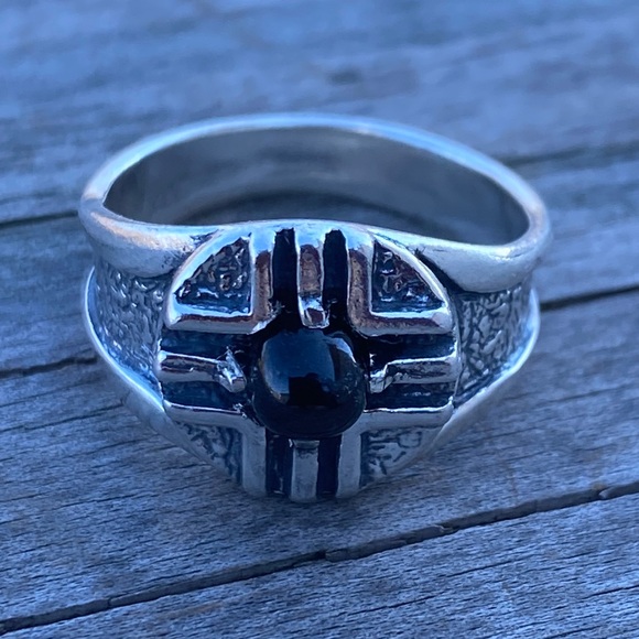 MEDICINE WHEEL Ring .925 Sterling Silver w/ genuine Star Diopside made in USA - Picture 14 of 14